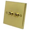 2 Gang 20 Amp 2 Way Toggle (Dolly) Light Switches Edwardian Classic Polished Brass Toggle (Dolly) Switch
