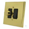 2 Gang Combination : 1 x 400w 2 Way Dimmer Switch + 1 x 20amp 2 Way Light Switch : Black Trim Edwardian Classic Polished Brass Dimmer and Light Switch Combination