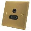 2 Amp Round Pin Unswitched Socket : Black Trim Edwardian Classic Satin Brass Round Pin Unswitched Socket (For Lighting)