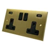 Edwardian Classic Satin Brass Plug Socket with USB Charging - 1