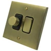 2 Gang Combination : 1 x 400w 2 Way Dimmer Switch + 1 x 20amp 2 Way Light Switch Edwardian Elite Antique Brass Dimmer and Light Switch Combination