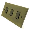 3 Gang 10 Amp 2 Way Light Switches - Double Plate : Black Trim