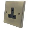 5 Amp Round Pin Unswitched Socket : Black Trim Edwardian Elite Antique Brass Round Pin Unswitched Socket (For Lighting)