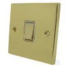 1 Gang Centre Off Retractive Switch : White Trim Edwardian Elite Polished Brass Retractive Centre Off Switch
