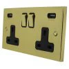 Edwardian Elite Polished Brass Plug Socket with USB Charging - 2