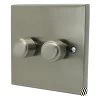 2 Gang : 1 x LED Dimmer + 1 x 2 Way Push Switch Edwardian Elite Satin Nickel LED Dimmer and Push Light Switch Combination