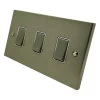 3 Gang 10 Amp 2 Way Light Switches - Double Plate : White Trim