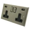 Edwardian Elite Satin Nickel Plug Socket with USB Charging - 1