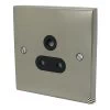 5 Amp Round Pin Unswitched Socket : Black Trim Edwardian Elite Satin Nickel Round Pin Unswitched Socket (For Lighting)