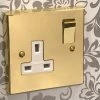 Edwardian Supreme Polished Brass Switched Plug Socket - 1