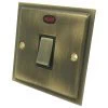 1 Gang - Used for heating and water heating circuits. Switches both live and neutral poles Elegance (Antique) Antique Brass 20 Amp Switch