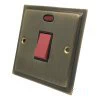 Single Plate - 1 Gang - Used for shower and cooker circuits. Switches both live and neutral poles Elegance (Antique) Antique Brass Cooker (45 Amp Double Pole) Switch