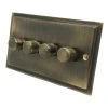 Elegance (Antique) Antique Brass LED Dimmer and Push Light Switch Combination - 2
