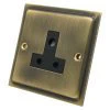 1 Gang - For table lamp lighting circuits Elegance (Antique) Antique Brass Round Pin Unswitched Socket (For Lighting)