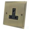 5 Amp Round Pin Unswitched Socket : Black Trim Elegance Elite Antique Brass Round Pin Unswitched Socket (For Lighting)