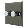 2 Gang : 1 x LED (Min Load 1W, Max Load 100W) Dimmer + 1 x 2 Way Push Switch - Chrome Elegance Elite Black Nickel LED Dimmer and Push Light Switch Combination