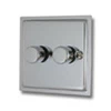2 Gang : 1 x LED Dimmer + 1 x 2 Way Push Switch Elegance Polished Chrome LED Dimmer and Push Light Switch Combination