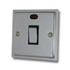 1 Gang - Used for heating and water heating circuits. Switches both live and neutral poles : Black Trim Elegance Polished Chrome 20 Amp Switch