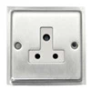 1 Gang - For table lamp lighting circuits : White Trim Elegance Satin Chrome Round Pin Unswitched Socket (For Lighting)