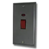 45 Amp Double Pole Switch with Neon - Double Plate : Black Trim