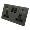 2 Gang - Double 13 Amp Plug Socket with 2 USB A Charging Ports