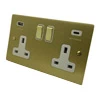 2 Gang - Double 13 Amp Plug Socket with USB C | USB A Charging Ports - White Trim