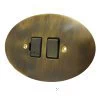 Without Neon - Fused outlet with on | off switch : Black Trim Ellipse Antique Brass Switched Fused Spur