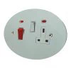 Double Plate - Used for cooker circuit. Switches both live and neutral poles also has a single 13 AmpMP socket with switch : White Trim Ellipse Polished Chrome Cooker Control (45 Amp Double Pole Switch and 13 Amp Socket)