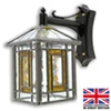 Ettington -with amber stained glass highlights Ettington Outdoor Leaded Lantern | Porch Light
