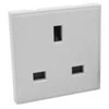 UK 13 Amp Switched Plug Socket - 1 Gang : White. Counts as 2 modules.