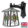 Evesham - with multi coloured stained glass highlights Evesham Outdoor Leaded Lantern | Porch Light