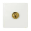 1 Gang 20 Amp 2 Way Toggle (Dolly) Light Switch - Shown with Satin Brass Toggle, Please Ask If You Would Like A Different Toggle Finish (White Is Not Available)