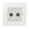 Twin Non Isolated TV | Coaxial Socket : White Trim Elite Paintable TV Socket