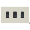 3 Gang Combination 1 x 20amp Intermediate Switch + 2 x 20amp 2 Way Light Switch : Black Trim 