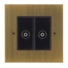 2 Gang Non Isolated Coaxial T.V. Socket : Black Trim