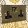 Executive Square Antique Brass Switched Plug Socket - 1