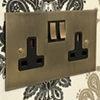 Executive Square Antique Brass Switched Plug Socket - 2