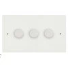 3 Gang 100W 2 Way LED (Trailing Edge) Dimmer (Min Load 1W, Max Load 100W) Elite Square Paintable LED Dimmer