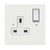 1 Gang - 13 Amp Single Plug Socket : White Trim Elite Square Paintable Switched Plug Socket