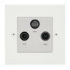 TV Aerial Socket, Satellite F Connector (SKY) and FM Aerial Socket combined on one plate : White Trim Elite Square Paintable TV, FM and SKY Socket