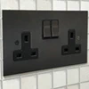 Executive Square Old Bronze Switched Plug Socket - 2