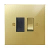 13 Amp Switched Fused Spur : Black Trim Executive Square Polished Brass Switched Fused Spur