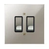 2 Gang Combination 1 x 20amp Intermediate Switch + 1 x 20amp 2 Way Light Switch : Black Trim 
