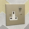 Executive Square Polished Nickel Switched Plug Socket - 2