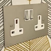Executive Square Polished Stainless Steel Switched Plug Socket - 1