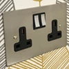 Executive Square Satin Stainless Steel Switched Plug Socket - 2