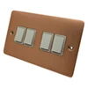 4 Gang 10 Amp 2 Way Light Switches : White Trim Flat Classic Brushed Copper Light Switch
