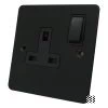 1 Gang - Single 13 Amp Switched Plug Socket : Black Trim