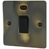 20 Amp Double Pole Switch with Neon : Black Trim Flat Vintage Aged 20 Amp Switch
