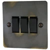 3 Gang 10 Amp 2 Way Light Switches - Black